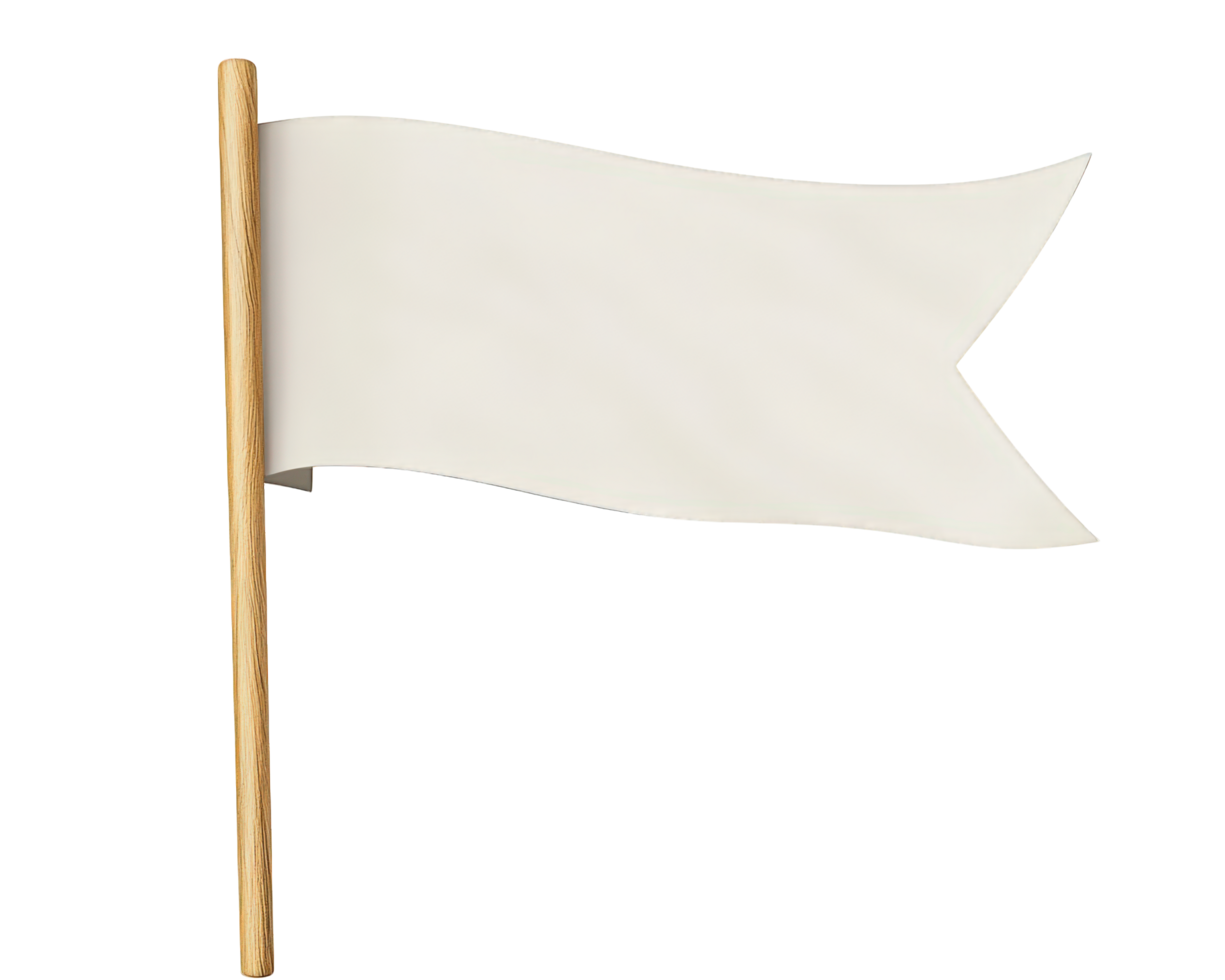 White flag with wooden pole png