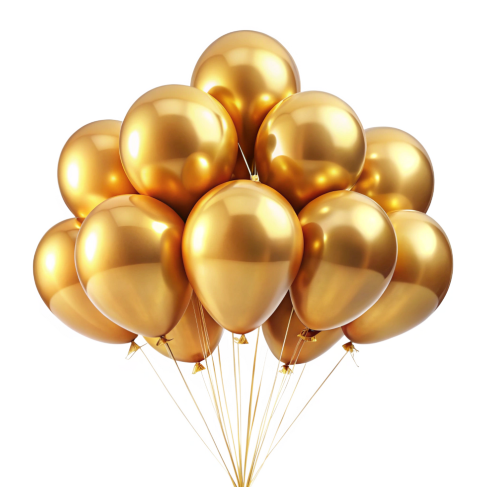 A Bunch of Shiny Gold Balloons for a Festive Celebration png