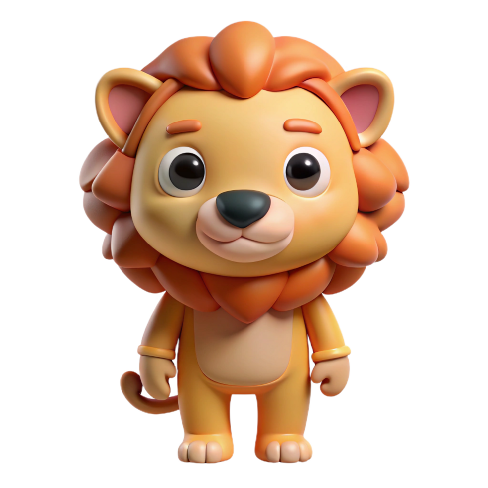 3D Render of a Cute Cartoon Lion Cub Character png