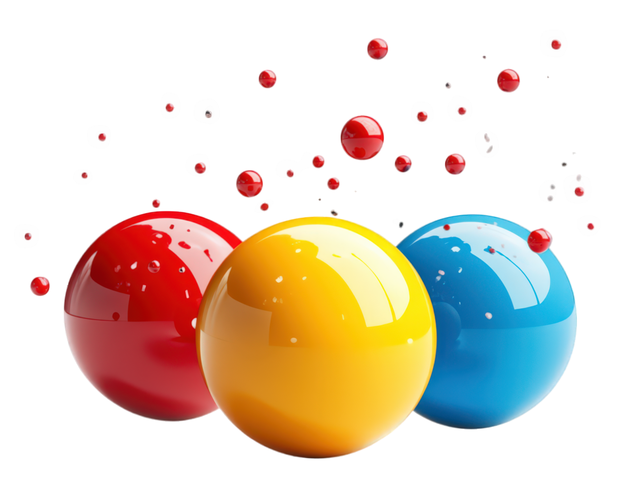 Three colorful balls are shown on a black background png