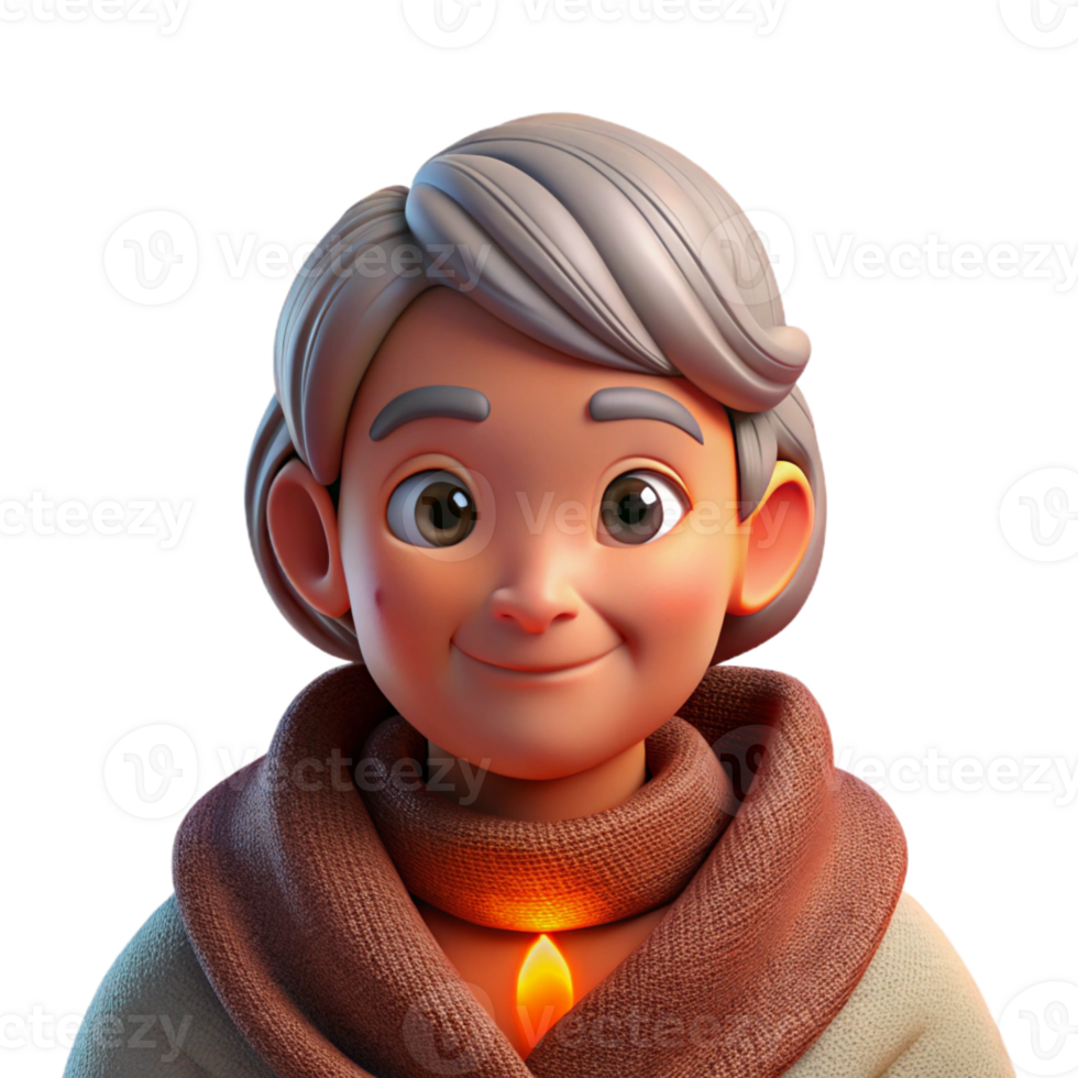 wonderful vintage Portrait of an elderly woman with a kind face and twinkling eyes, wrapped in a warm shawl, lit by a fireplace glow, in a cozy, realistic style original png