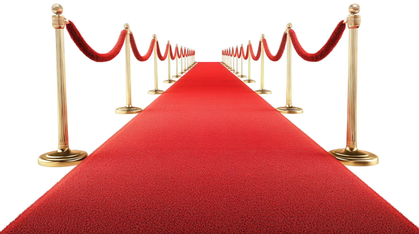 Red carpet with gold poles and barriers png