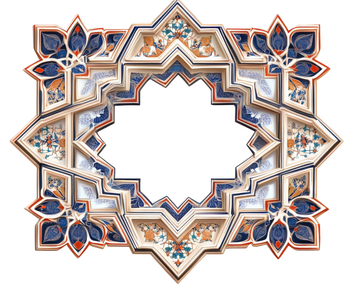 An ornate decorative frame with a blue and white design png