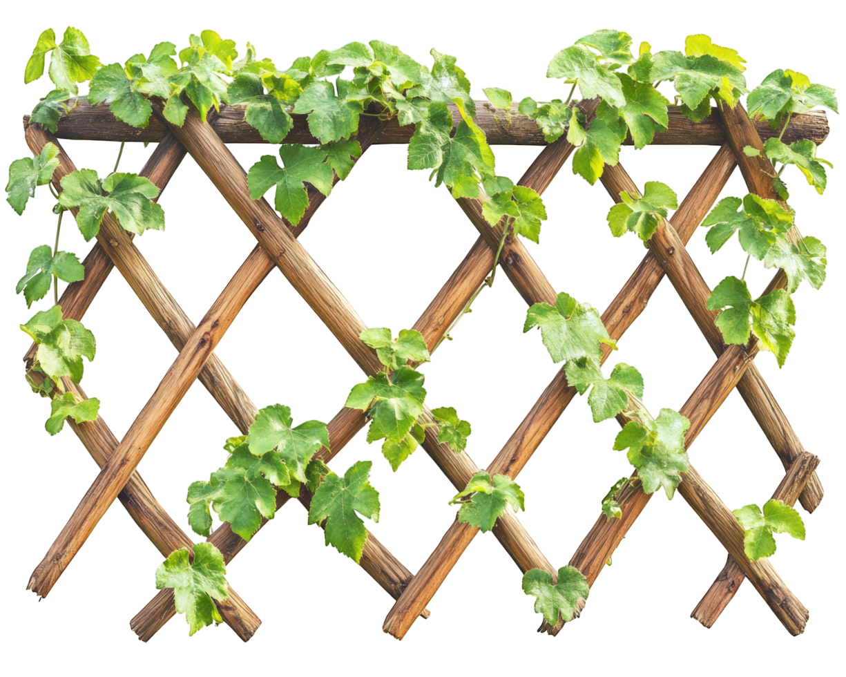 A vine growing on a wooden fence png