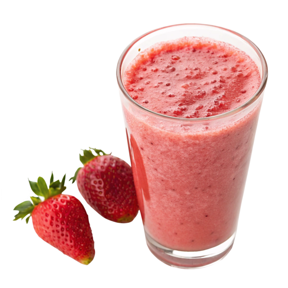 Delicious and Refreshing Strawberry Smoothie in a Glass with Fresh Strawberries png
