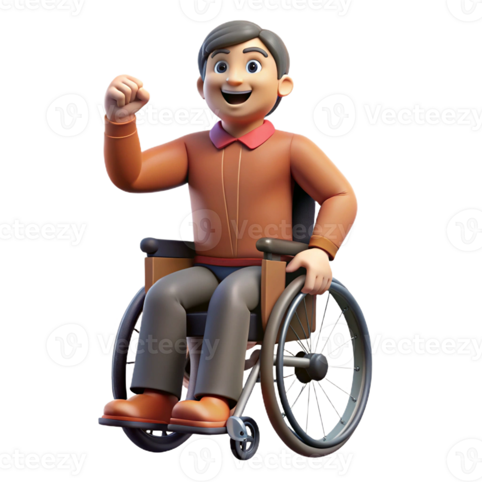 serene modern Portrait of a person in a wheelchair, empowered and confident, with dynamic lighting and strong lines, in a heroic style premium png