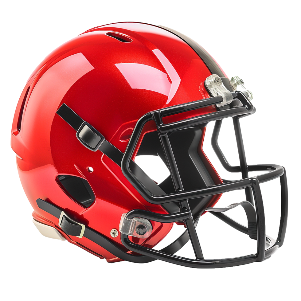 Highgloss Red and Black Football Helmet with Facemask png