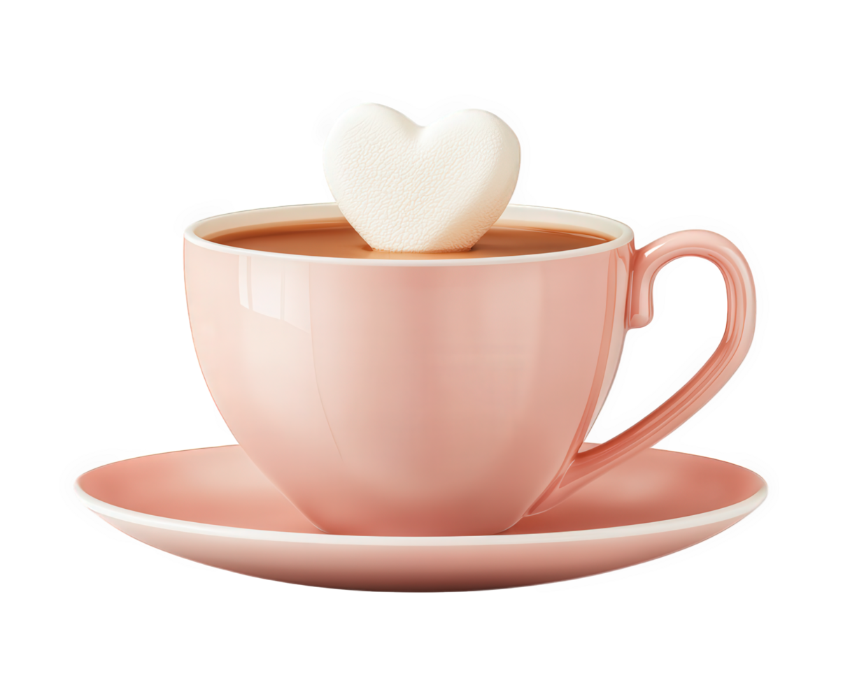 A pink cup with marshmallows on top png