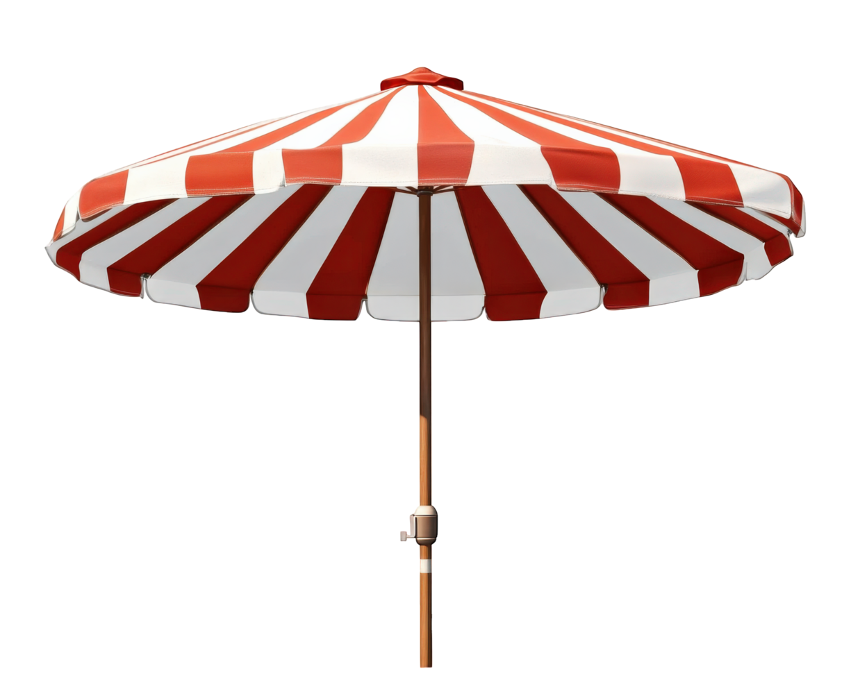 A red and white striped umbrella on a black background png