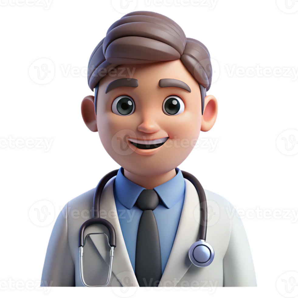 elegant artistic Portrait of a doctor with a stethoscope, focused and determined, with cool, clinical lighting, in a realistic style professional png