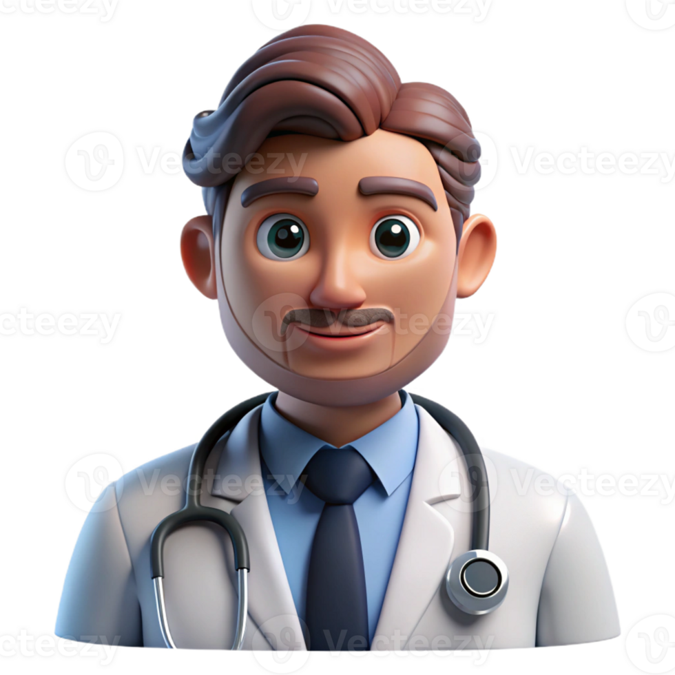 dramatic artistic Portrait of a doctor with a stethoscope, focused and determined, with cool, clinical lighting, in a realistic style original png