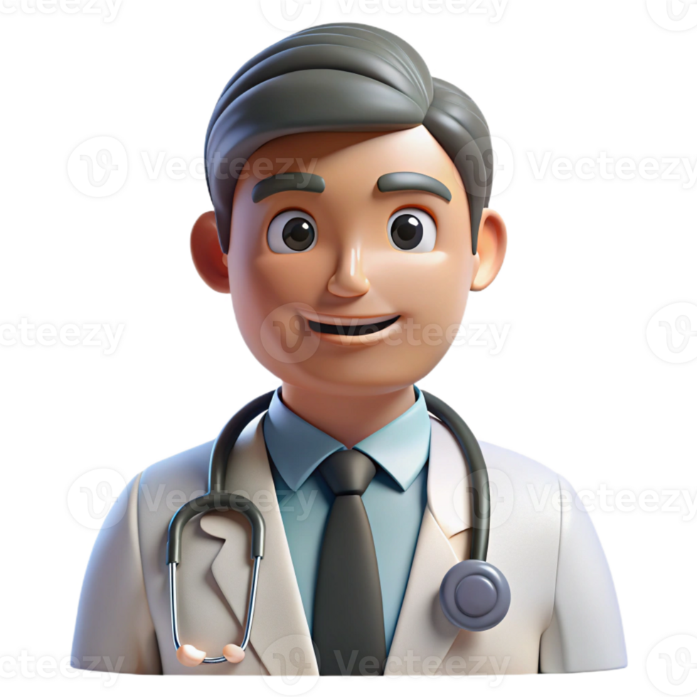 stunning artistic Portrait of a doctor with a stethoscope, focused and determined, with cool, clinical lighting, in a realistic style professional png