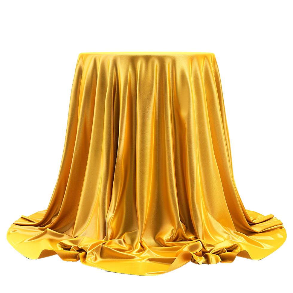 Golden Silk Cloth Draped Elegantly Over a Round Tabletop png