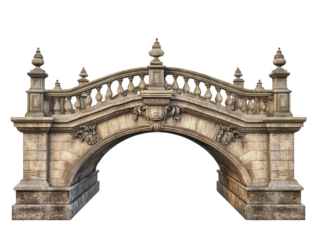 A stone bridge with arches and pillars png