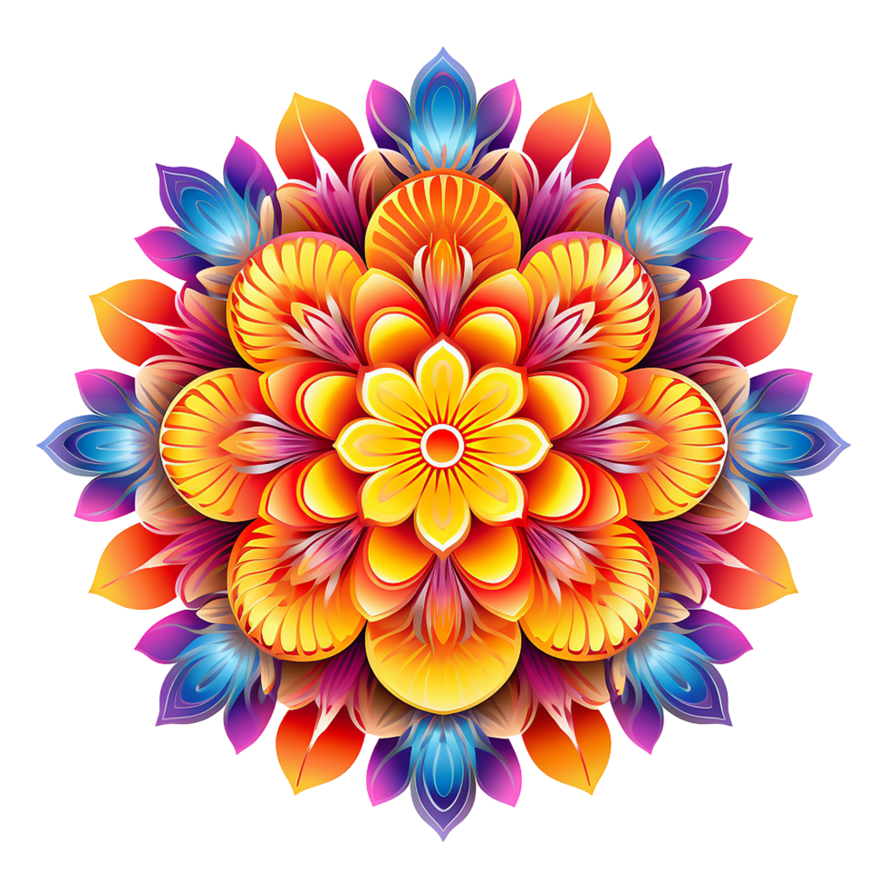 Colorful Mandala Flower Design Intricate Petals and Layers png
