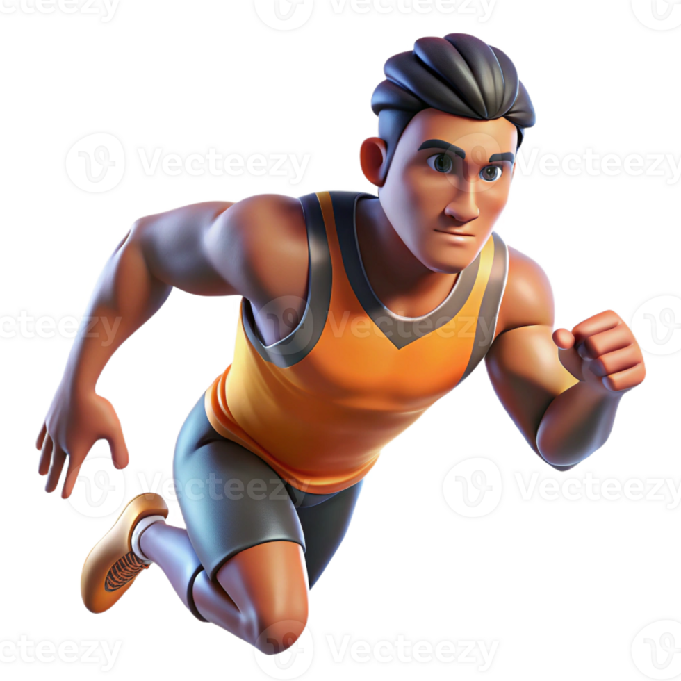 elegant artistic Portrait of an athlete in motion, powerful and dynamic, with motion blur and dramatic lighting, in a sports photography style premium png