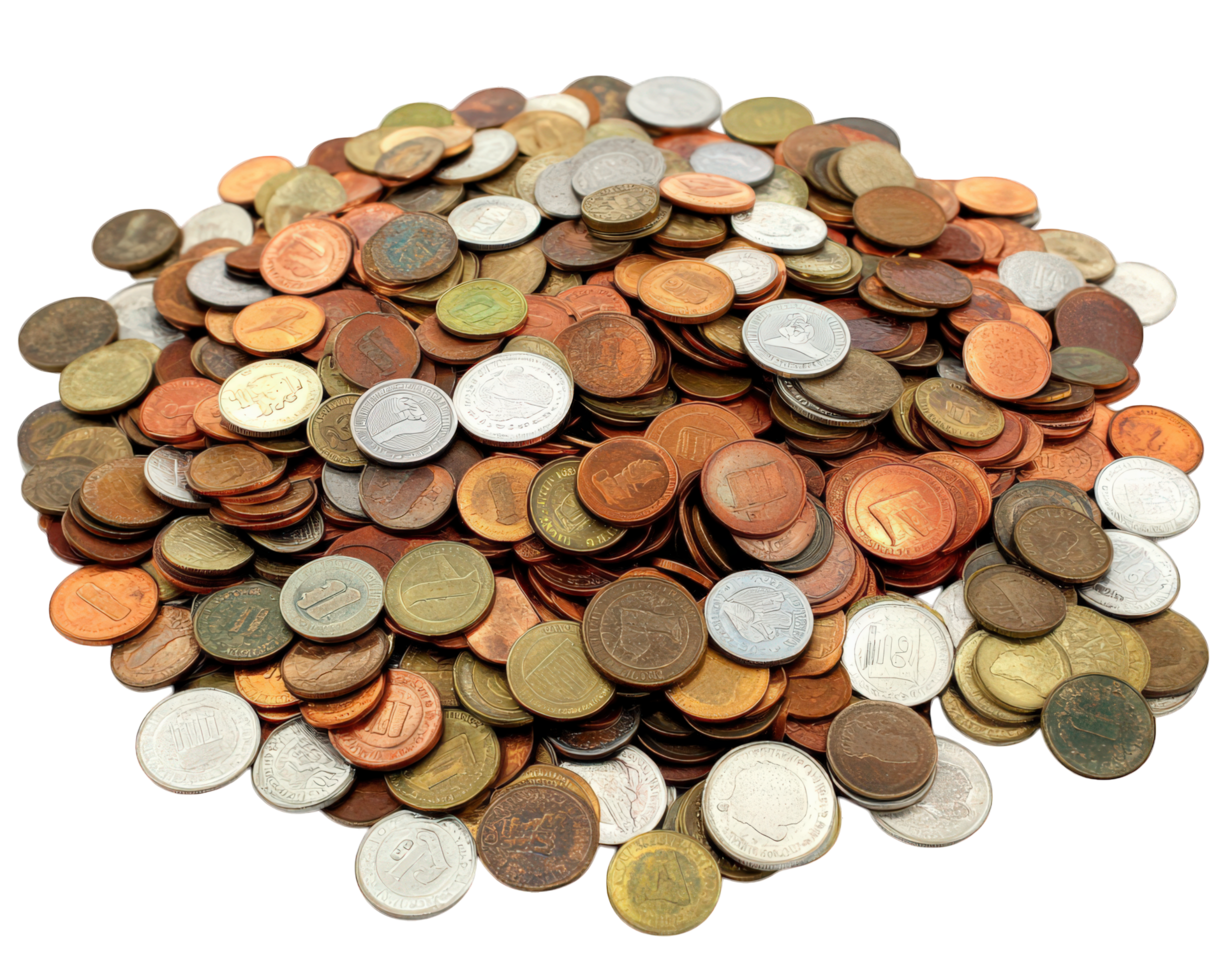 A pile of coins on a black background png