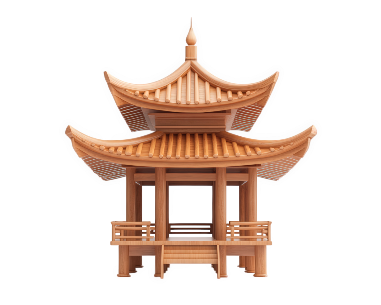 An asian pagoda is shown on a black background png