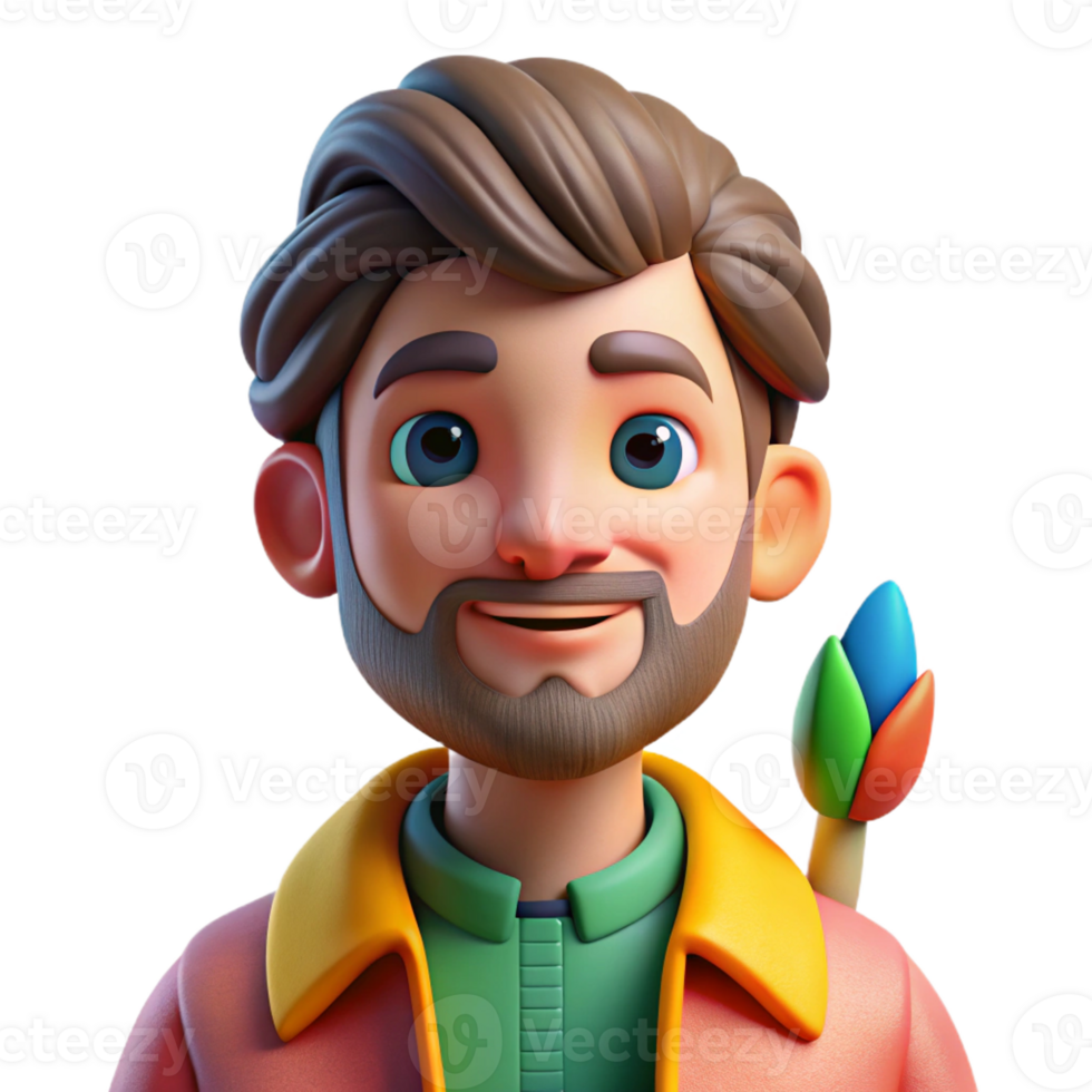 impressive creative Portrait of an artist with a paintbrush, creative and expressive, with vibrant colors and textured brushstrokes, in an abstract expressionist style exclusive png