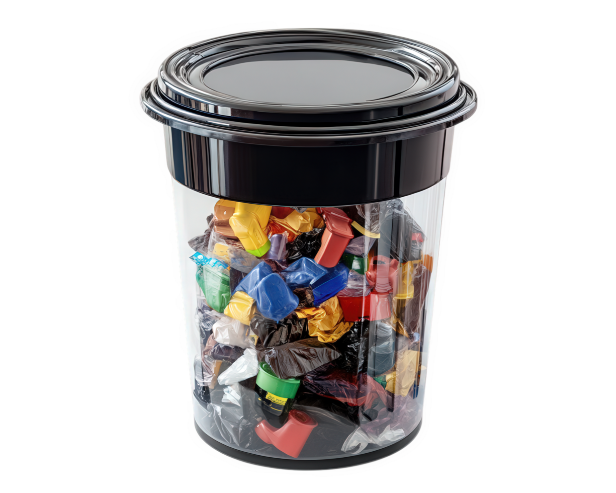 A plastic container filled with colorful plastic toys png