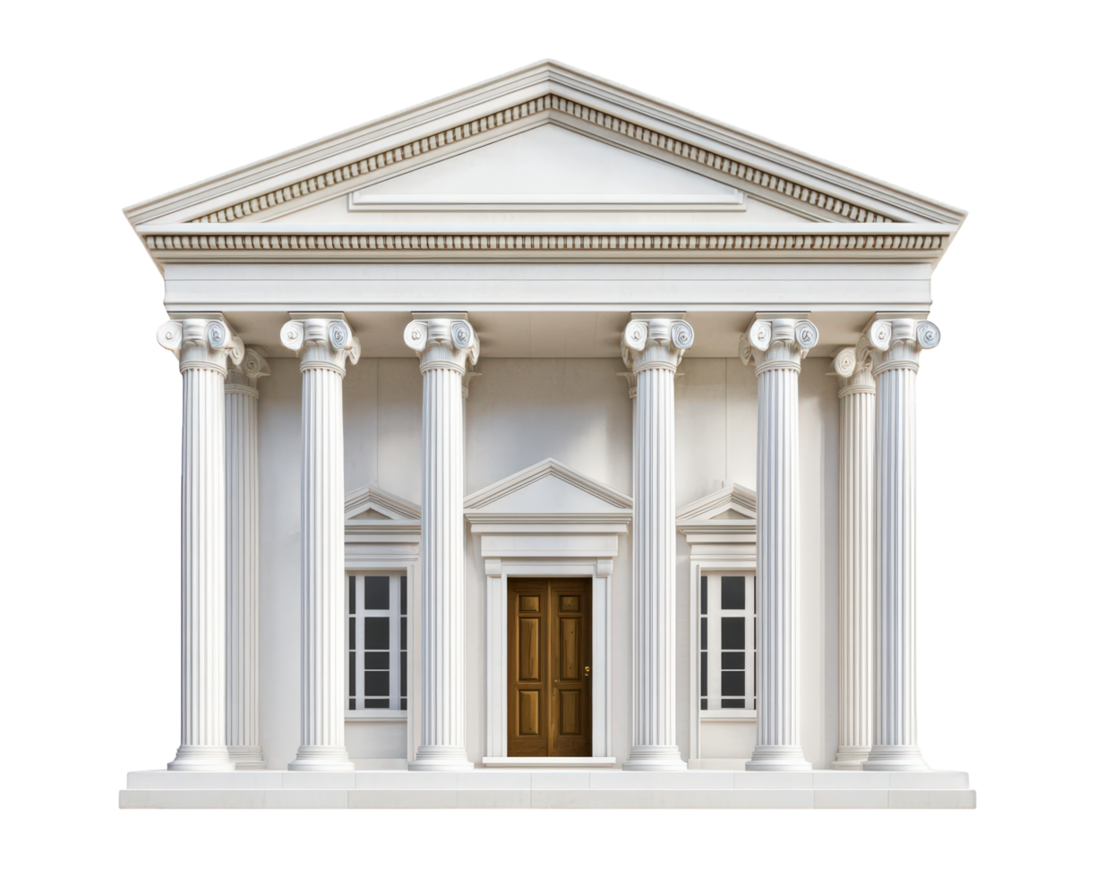 A white building with columns and a door png