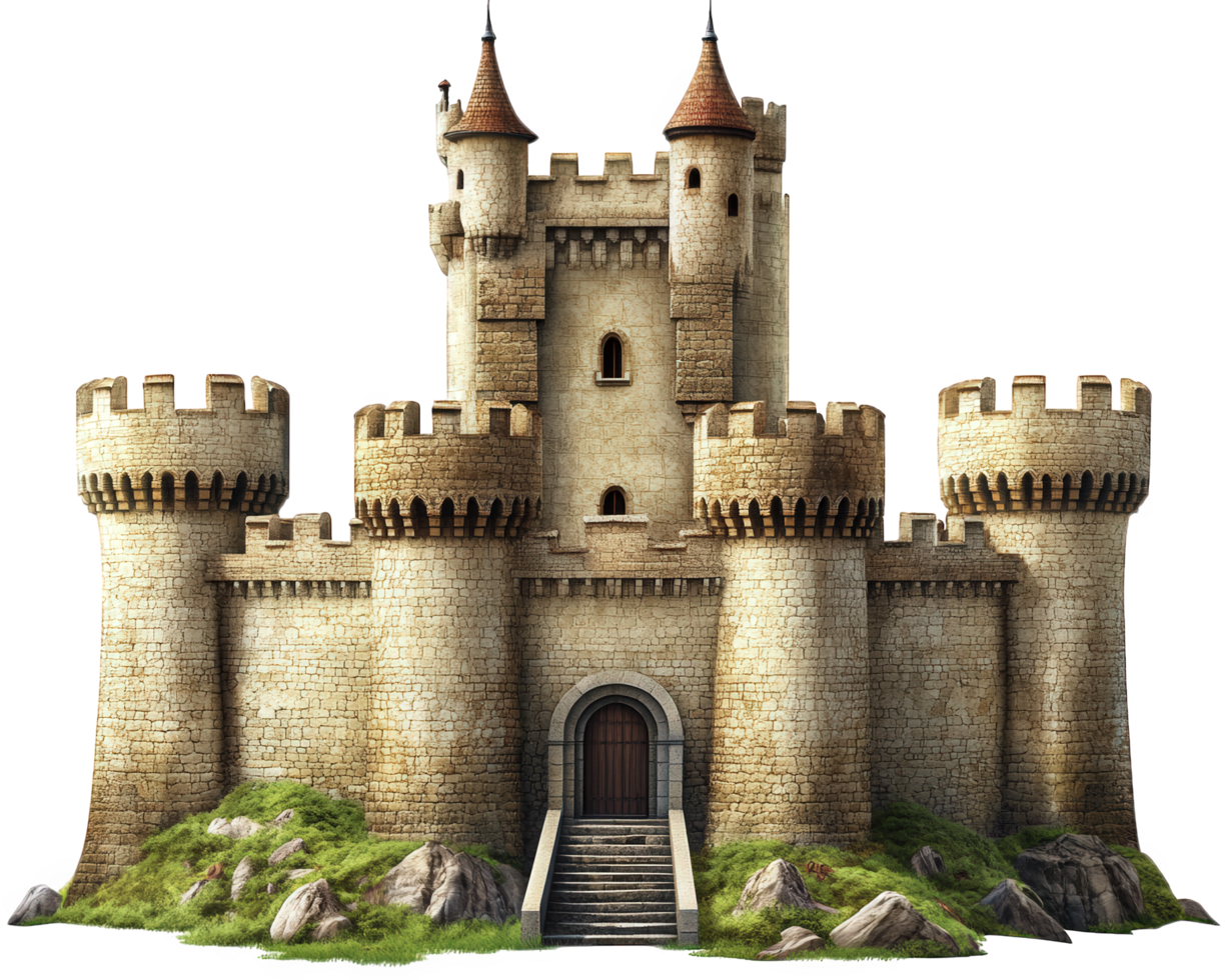 A castle with a tower and stairs png