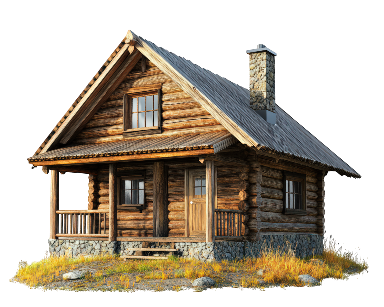 A small log cabin is shown in this image png
