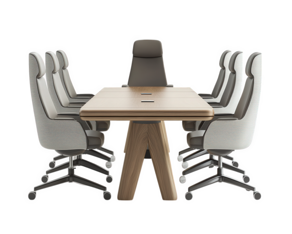 A conference table with chairs and a wooden table png