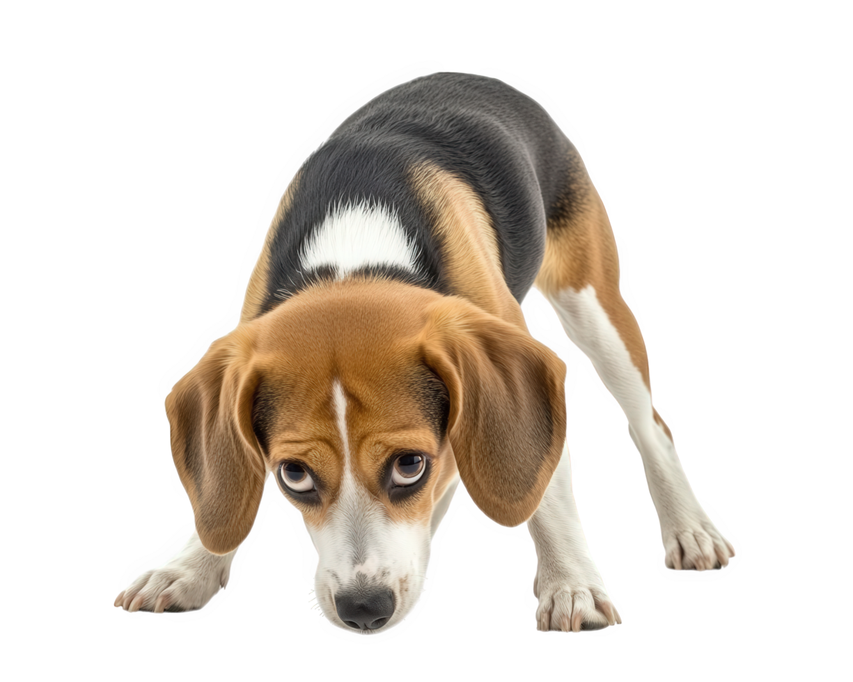 A beagle dog is standing on a black background png