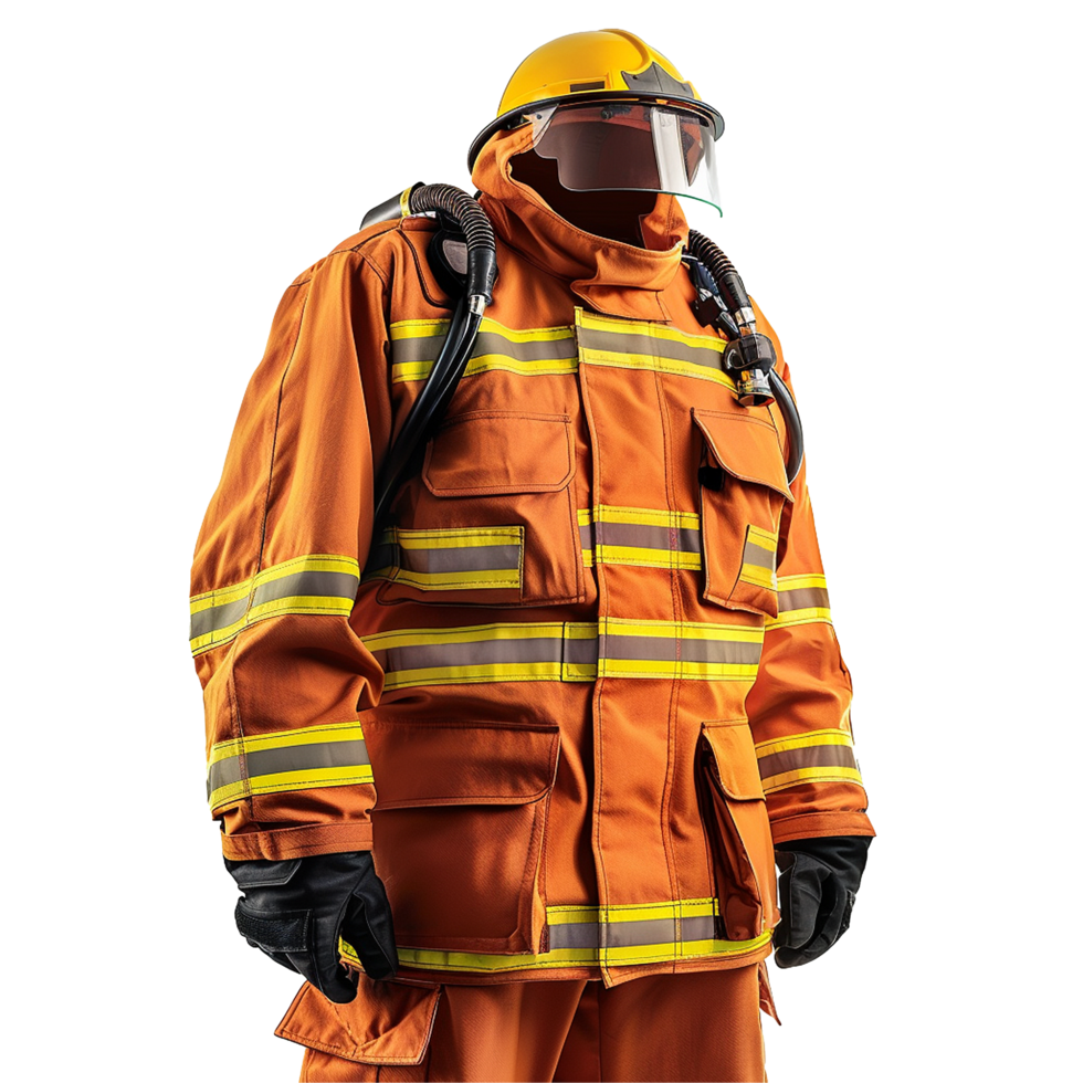 Professional Firefighter in Full Protective Gear Ready for Action png