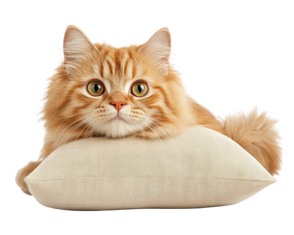 A cat laying on a pillow png