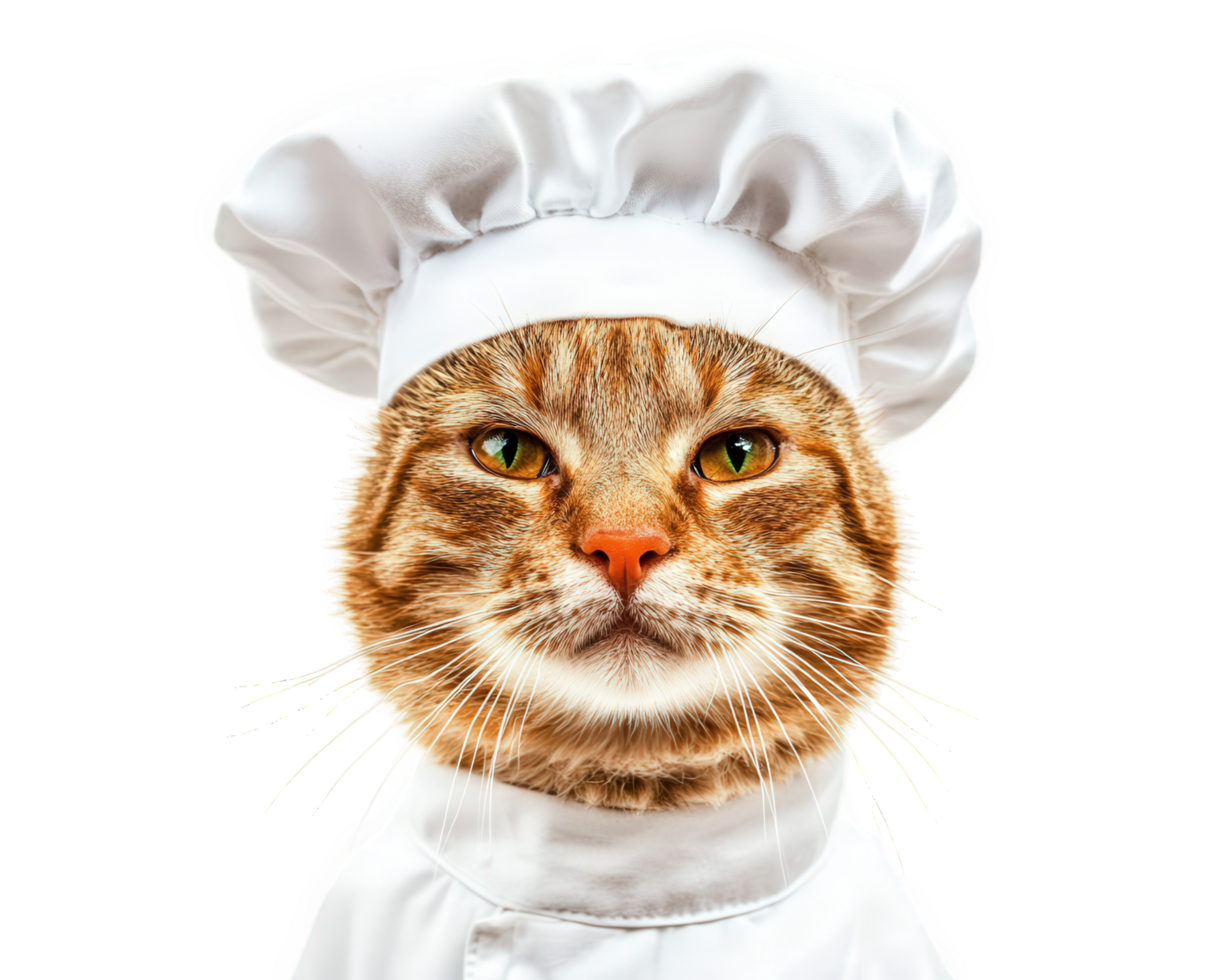A cat wearing a chef's hat png