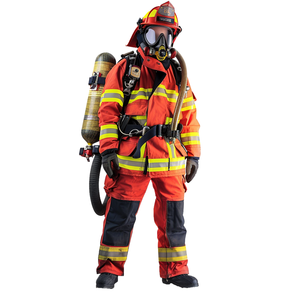 A Firefighter in Full Protective Gear Ready for Action png