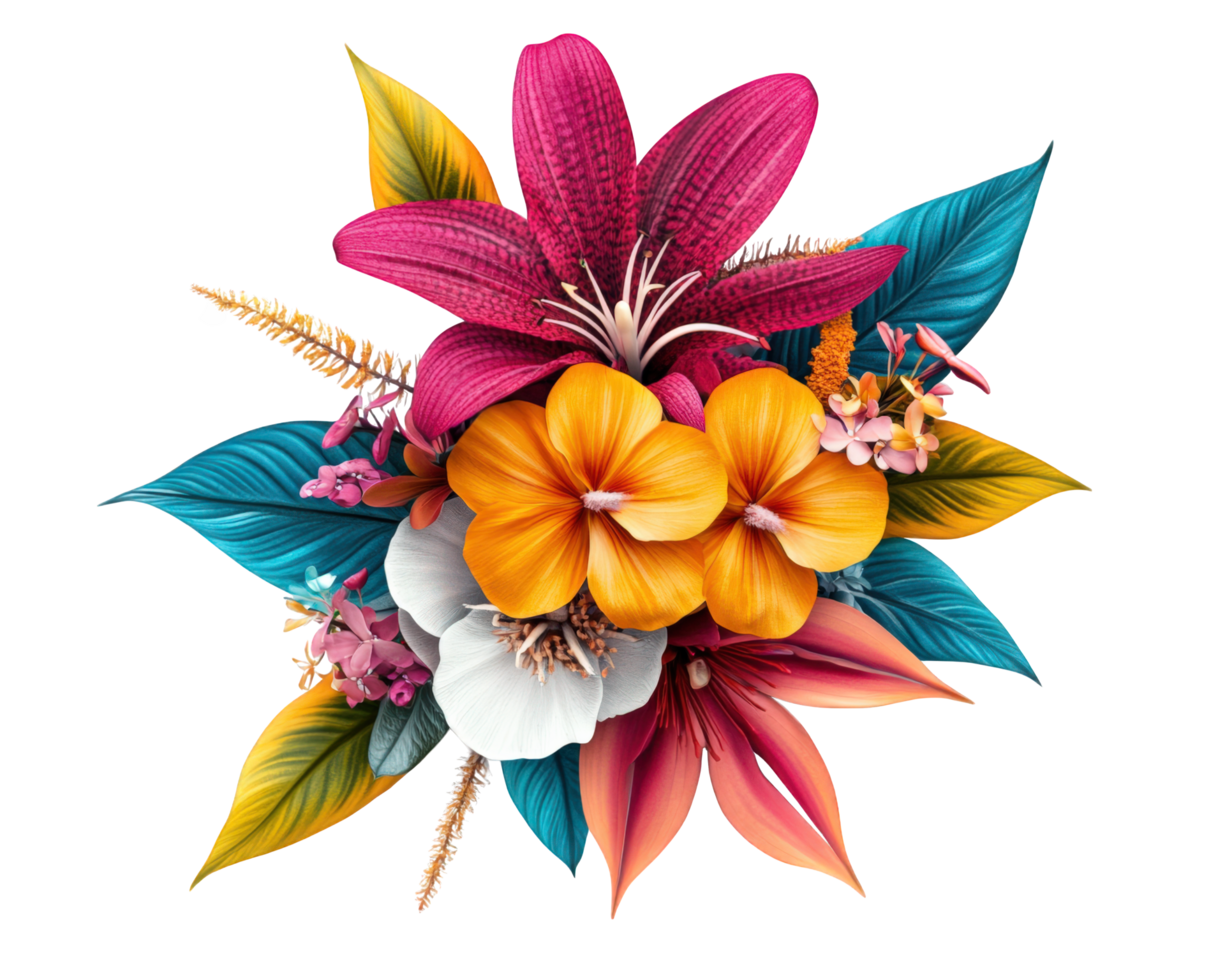 Colorful flowers on a black background png