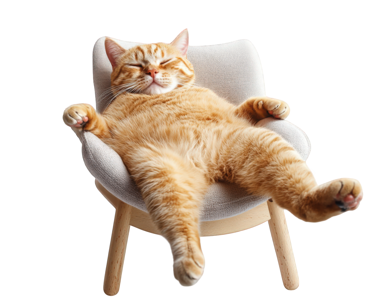 A cat is laying on a chair png
