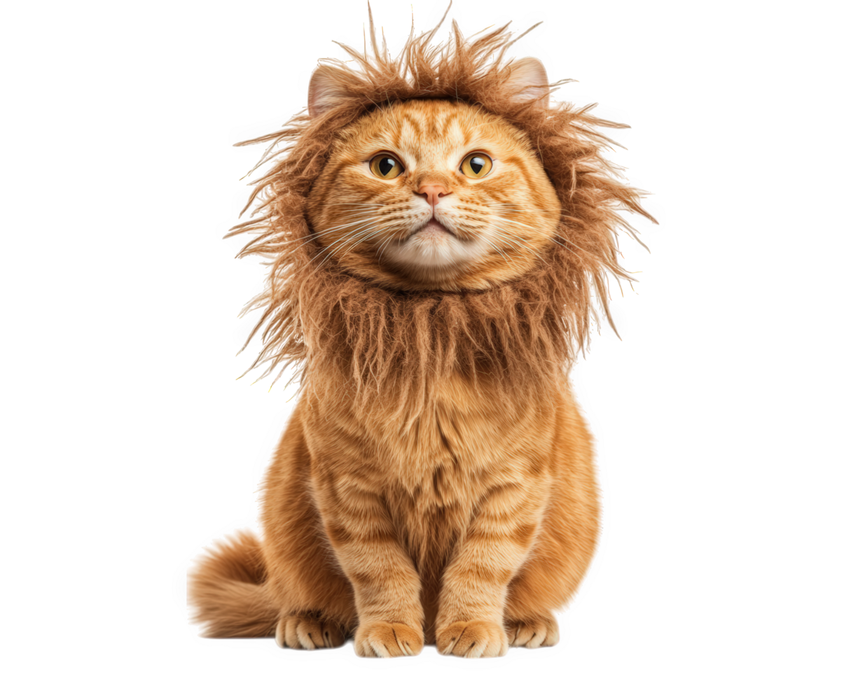 An orange cat wearing a lion costume png
