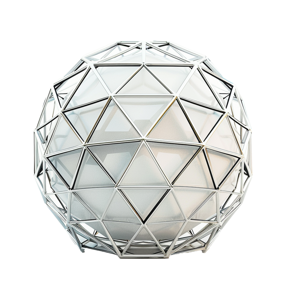 Abstract Chrome and Glass Sphere Geometric Structure Design png