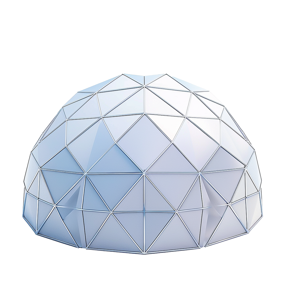 Geometric Glass Dome Structure Architectural Design 3D Render png