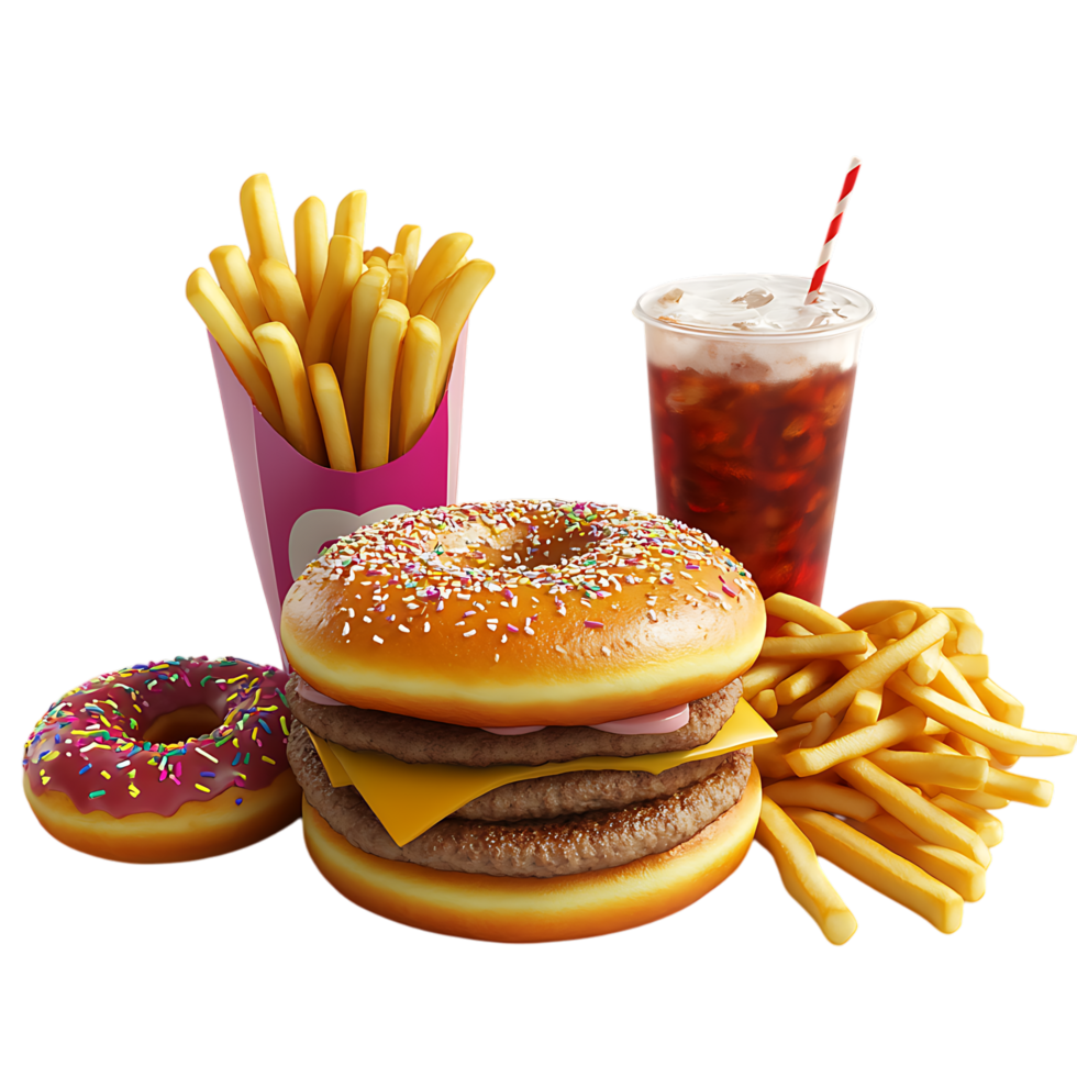 Irresistible Fast Food Meal for Cafeteria, Food Court, and Diner Ads png