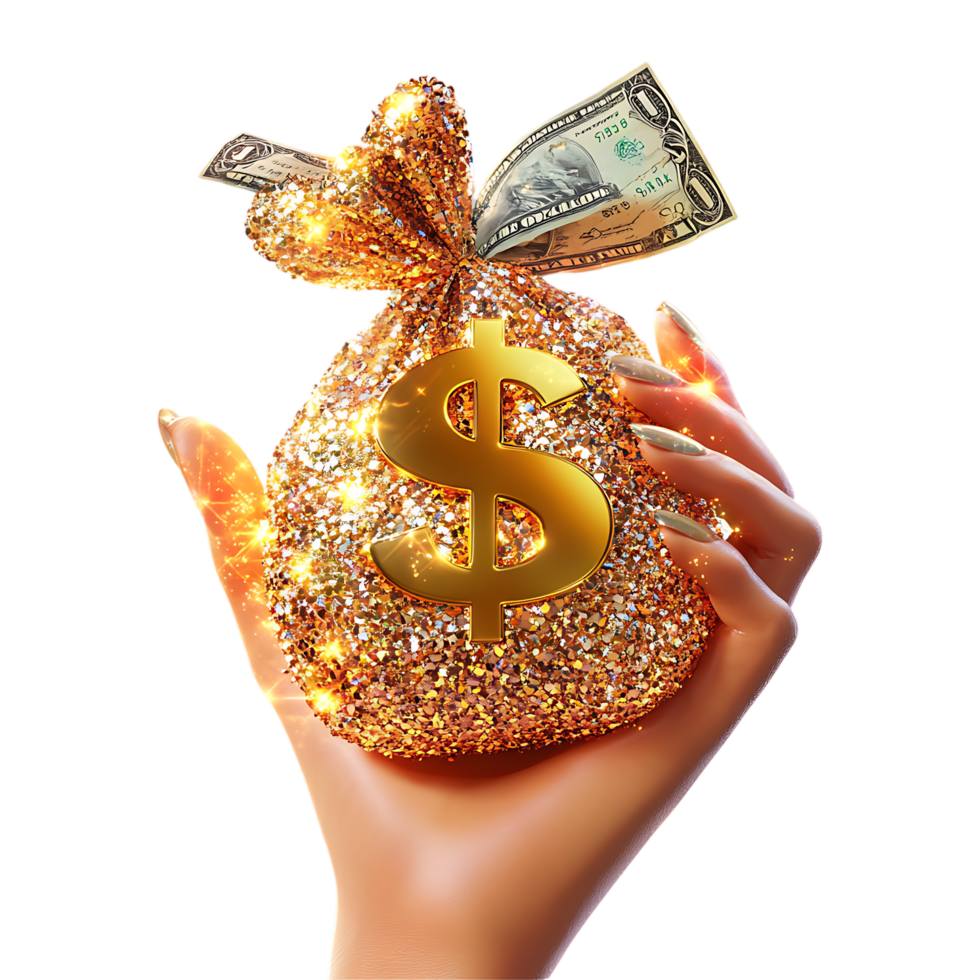 Business Growth Illustration with Hand Carrying a Money Bag for Promotions png