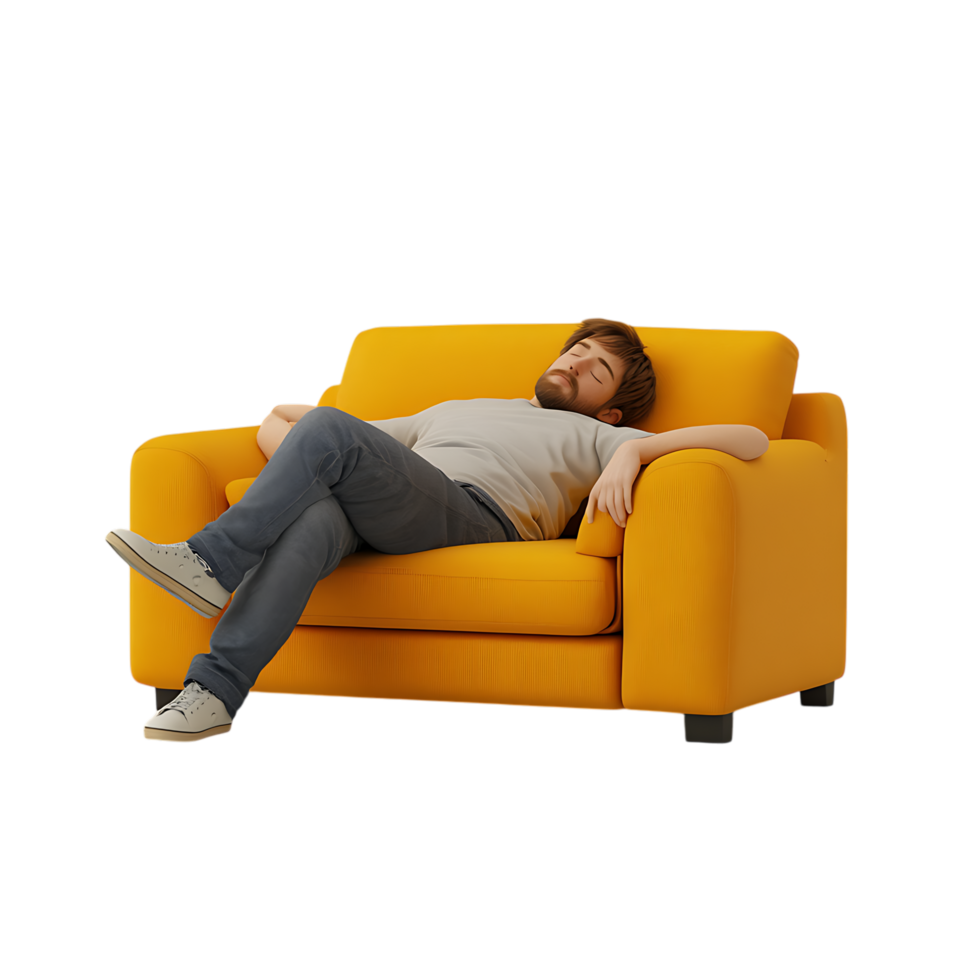 Peaceful Sleeping Man on Sofa for Interior Decor and Rest Concepts png