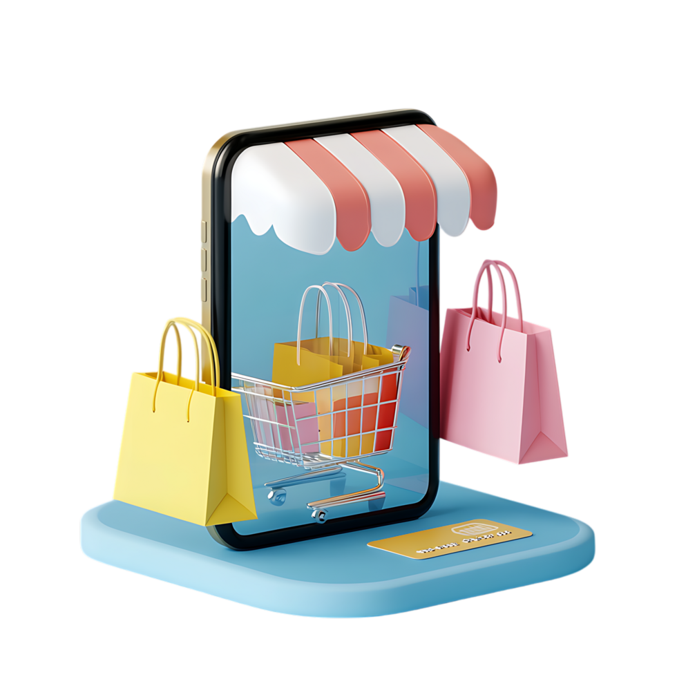 Online Shop Display on Mobile Phone for E-commerce Campaigns png