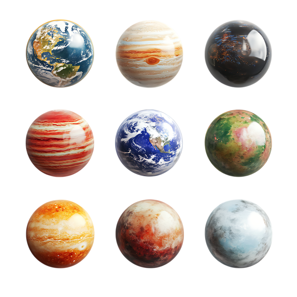 Colorful Planetary Set on Transparent Background for Astronomy and Space Graphics png