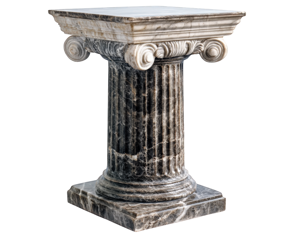 Elegant marble pedestal with intricate details, perfect for display or decoration. This classic piece adds touch of sophistication to any space png