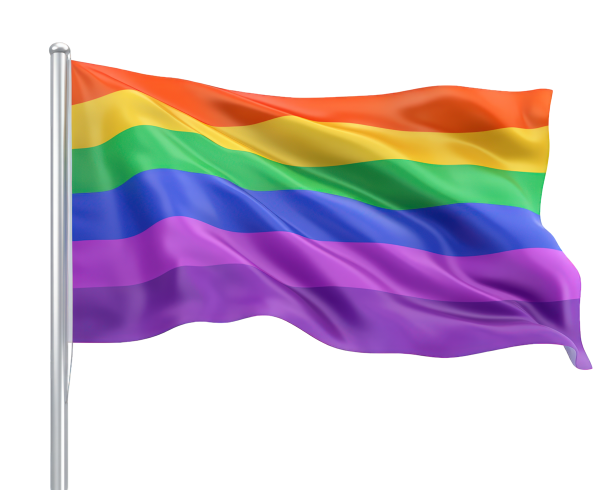 A rainbow flag waving in the wind png