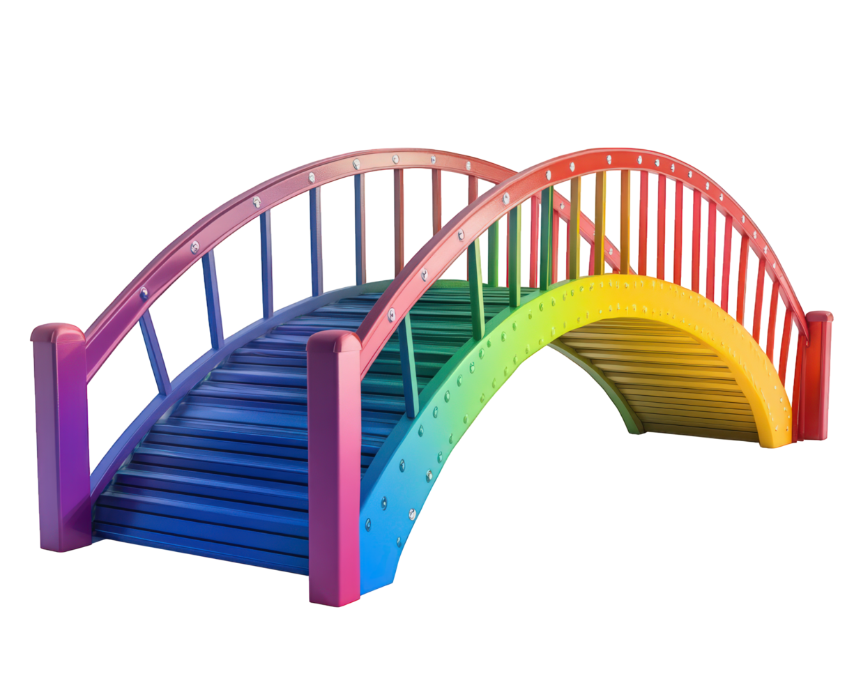 A rainbow colored bridge is shown against a black background png