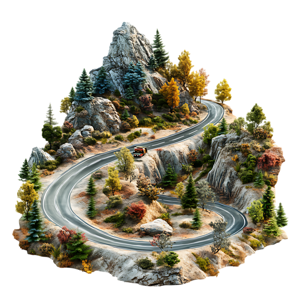 Pack Open Road Journey Asphalt Highway on Transparent Background for Tourism Branding png