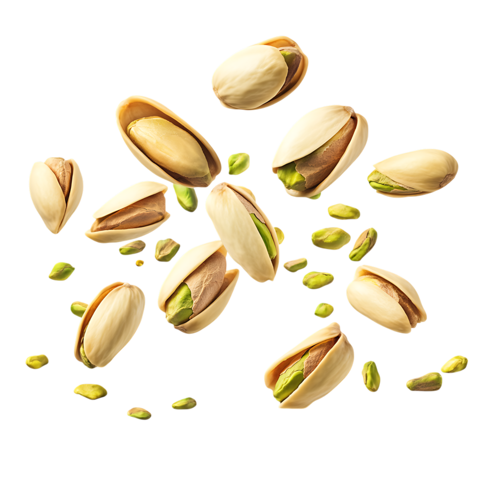 Pack Pistachios Falling on Transparent Background for Nut Branding png