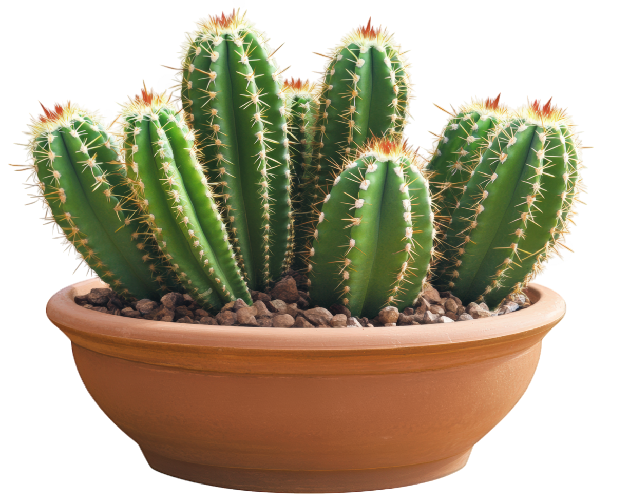 A cactus plant in a brown pot png