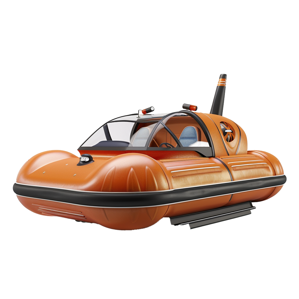 Futuristic Orange Hovercraft Design Concept 3D Render png